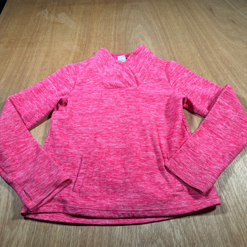 Athletic Works Fleece Pullover Girls XL 14-16 Pink Space Dye Thumbhole Sweater